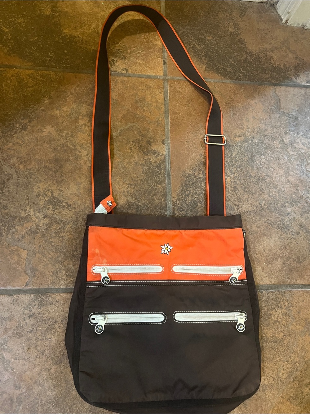 Sherpani Orange and Brown Crossbody Messenger Bag